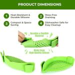 Performore Compact Universal Silicone Snap-On Pot Strainer | Heat-Resistant BPA-Free Clip-On Food Colander | Dishwasher Safe Hands-Free Kitchen Pasta Drainer | Flexible Secure-Grip Clip Strainer