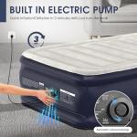 Twin Air Mattress with Built-in Pump,18''Raised Blow Up Mattress 2 Mins Self Inflation/Deflation,Upgraded Thicker Inflatable Mattress，Flocked Top Air Bed with Storage Bag for Guests,Home，Camping
