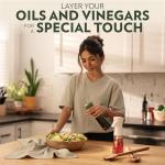 FLAIROSOL OLIVIA Oil Sprayer for Cooking, 200ml Glass Olive Oil Sprayer, Continuous Cooking Spray with Portion Control, Oil Dispenser for Kitchen, Air Fryer, Salad, BBQ (Green Bottle, Gold Print)