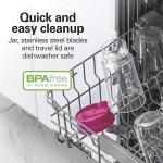 Hamilton Beach Portable Blender for Shakes and Smoothies with 14 Oz BPA Free Travel Cup and Lid, Durable Stainless Steel Blades for Powerful Blending Performance, Raspberry (51131)