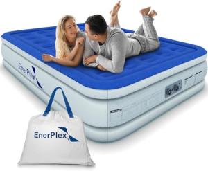EnerPlex Dual Pump Luxury Queen Size Air Mattress Airbed with Built in Pump Raised Double High Queen Blow Up Bed for Home Camping Travel 2-Year Warranty