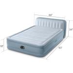 Intex 64449ED Dura-Beam Deluxe Plush Air Mattress with Headboard: Fiber-Tech - Queen Size - Built-in Electric Pump - 18in Bed Height - 600lb Weight Capacity