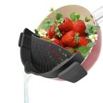 YEVIOR Clip on Strainer for Pots Pan Pasta, Silicone Food Strainer Hands-Free Pan Strainer, Clip-on Kitchen Food Strainer for Spaghetti, Pasta, Ground Beef Fits All Bowls and Pots (Black)