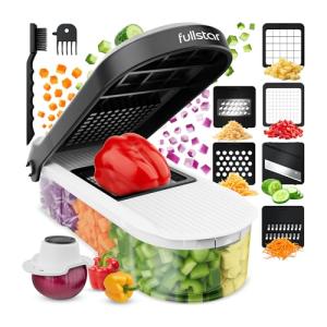 Fullstar Vegetable Chopper, Mandoline Slicer - Cheese Grater, Food Chopper with Container, Kitchen Gadgets, Home Essentials (6-in-1, White/Black)