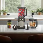 Ninja Blender, Compact Kitchen System, 1200W, 3 Functions for Smoothies, Dough & Frozen Drinks with Auto-IQ, 72-oz.* Blender Pitcher, 40-oz. Processor Bowl & 18-oz. Single-Serve Cup, Grey, AMZ493BRN