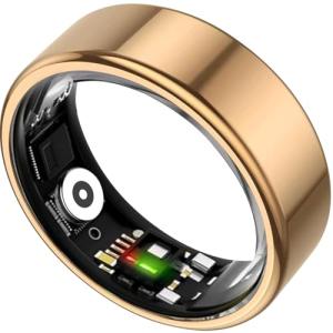 TIAZUUX Smart Ring for Women&Men-Activity/Sleep/Heart Rate/HRV/Stress/Women's Health Tracker-IP68 Waterproof/Wearable-No Subscription Fee Required-Compatible with iPhone &Android (Gold, 10)