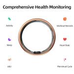 TIAZUUX Smart Ring for Women&Men-Activity/Sleep/Heart Rate/HRV/Stress/Women's Health Tracker-IP68 Waterproof/Wearable-No Subscription Fee Required-Compatible with iPhone &Android (Gold, 10)