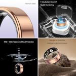 TIAZUUX Smart Ring for Women&Men-Activity/Sleep/Heart Rate/HRV/Stress/Women's Health Tracker-IP68 Waterproof/Wearable-No Subscription Fee Required-Compatible with iPhone &Android (Gold, 10)
