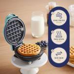 Elite Gourmet EWM015M Electric Nonstick 4.5-inch Mini Waffle Maker, Belgian Waffles, Compact Design, Hash Browns, Keto, Snacks, Sandwich, Eggs, Easy to Clean, Mint