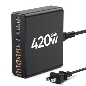 420W 10-Port USB C & A Fast Charger