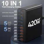 420W 10-Port USB C & A Fast Charger