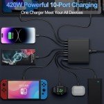 420W 10-Port USB C & A Fast Charger
