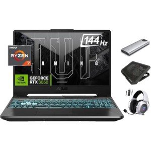 ASUS TUF 2024 A15 Gaming Laptop, 15.6" 144Hz FHD, 8-Core Ryzen 7 7435HS (Beats i7-13620H), NVIDIA RTX 3050 GPU, 16GB RAM, 1TB SSD + 256GB Portable SSD, RGB KB, RJ45, Keypad, Win 11