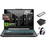 ASUS TUF 2024 A15 Gaming Laptop, 15.6" 144Hz FHD, 8-Core Ryzen 7 7435HS (Beats i7-13620H), NVIDIA RTX 3050 GPU, 16GB RAM, 1TB SSD + 256GB Portable SSD, RGB KB, RJ45, Keypad, Win 11