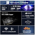 HP OMEN 45L GT22 AI Gaming Desktop, Intel Ultra 9 285k (>i9-14900F), RTX 4080 Super, 64GB DDR5 RAM, 2TB SSD, Black Glass Front, 1000W 80+ Gold PSU, Bundle with Machenike K500B RGB Keyboard