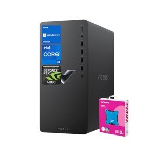 HP Victus 15L i7 RTX 4060 Ultimate Gaming Desktop, Intel i7-14700F (Beats i9-12900F), GeForce RTX 4060, 32GB RAM, 1TB SSD, RJ-45, DisplayPort, Wi-Fi 6, W11H, Black Bundle with Adata 512 External SSD