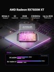 AtomMan G7 PT Mini PC AMD Ryzen 9 7945HX, 16C/32T,8 GB GDDR6 AMD Radeon RX 7600M XT, 32GB DDR5 RAM 1TB PCIe4.0 SSD Mini Gaming PC, HDMI2.1/DP2.0/USB-C,WiFi7,BT5.4,2.5G LAN,2xPCIe4.0&PCIe5.0 SSD Slots
