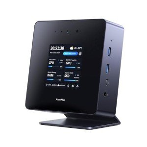 AtomMan Mini PC X7 Ti Core Ultra 9 185H 32GB RAM 1TB SSD with FHD 1080P Camera and 4 inch Smart Screen Desktop Computer, 2xUSB4, 1xHDMI, 1xDP Outputs, Intel Arc Graphics, WiFi 7, 2x5Gbps Lan Gaming PC
