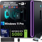 Alienware Aurora R16 Gaming Desktop 2025, Intel 24 Core Ultra 9 285K(AI NPU), RTX 5080 GDDR7(Beat 4090), 64GB DDR5, 4TB SDD, 2TB HDD, Win 11 Pro, with Office License, External DVD Drive, WiFi 7