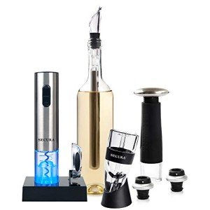 Secura Wine Lovers Gift Set 12-Piece Wine Accessories Set Electric Wine Opener, Wine Foil Cutter, Wine Aerator, Wine Saver Vacuum Pump + 2 Wine Stoppers