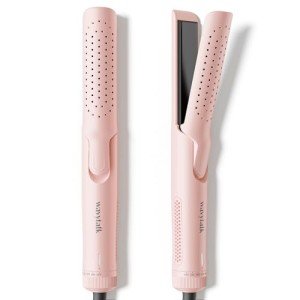 Wavytalk Airflow Styler Curling Iron, Cool Curl, 360° Cool Air Lock in Style for Lasting Curls, Reduces Damage, 2 in 1 Hair Straightener and Curler, 1 Inch, Anti-Scald for Short Long Hair, Pink