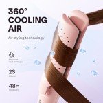 Wavytalk Airflow Styler Curling Iron, Cool Curl, 360° Cool Air Lock in Style for Lasting Curls, Reduces Damage, 2 in 1 Hair Straightener and Curler, 1 Inch, Anti-Scald for Short Long Hair, Pink