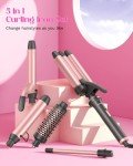 wavytalk curling wand set 5 in 1 curling brush, Pink