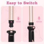 Ufree 5 in 1 Curling Iron with Interchangeable Ceramic Barrels (0.35"-1.25"), Curling Wand Set with Flat Iron Hair Straightener, Instant Heat Up, Dual Voltage Hair Curler, Gifts for Women