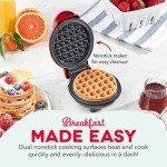 DASH Mini Waffle Maker - 4” Waffle Mold, Nonstick Waffle Iron with Quick Heat-Up, Nonstick Surface - Perfect Mini Waffle Maker for Kids and Families, Just Add Batter (Red)