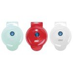 DASH Mini Waffle Maker + Grill + Griddle, 3 in 1 Pack - Red/Aqua/White