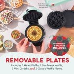 DASH Multimaker Mini System - Waffle Maker with Six 4” Removable Plates & Storage Case: Waffle Iron & Griddle, 4-in-1 Mini Waffle Maker for Kids and Families – Nonstick Surface, Just Add Batter (Aqua)