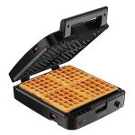KRUPS 4-Slice Belgian Waffle Maker: Stainless Steel, 5 Browning Levels, Audible Ready Beep, Removable Plates, 1200W, Silver/Black - Perfect for Family Breakfasts