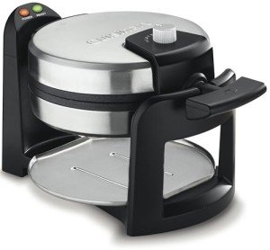 Cuisinart WAF-F30 Round Flip Belgian Waffle Maker, Black/Silver, 1 inch thick