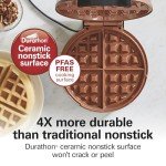 Hamilton Beach Belgian Waffle Maker with PFAS-Free Non-Stick Ceramic-Coated Plates, Browning Control, Indicator Lights, Stainless Steel (26081)