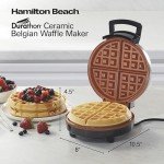 Hamilton Beach Belgian Waffle Maker with PFAS-Free Non-Stick Ceramic-Coated Plates, Browning Control, Indicator Lights, Stainless Steel (26081)