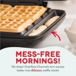 Dash Deluxe No-Drip Waffle Iron Maker Machine 1200W + Hash Browns, or Any Breakfast, Lunch, & Snacks with Easy Clean, Non-Stick + Mess Free Sides, Aqua