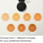 Chefman Anti-Overflow Belgian Waffle Maker w/Shade Selector, Temperature Control, Mess Free Moat, Round Iron w/Nonstick Plates & Cool Touch Handle, Measuring Cup Included, Black