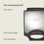 BELLA Classic Waffle Iron, 4 Square Belgian Waffle Maker, Non-stick Extra Large Plates for Easy Cleanup, Cool Touch Handles, Stainless Steel, Black, 1400W