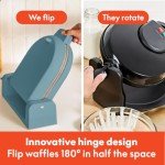 bella Flip-n-Store Belgian Waffle Maker, EverGood™ Ceramic Nonstick Coating, Fits-anywhere™ Kitchenware, Power Indicator Light & Touch Handle, 7” Wide & 1" Deep Plates, 1000 Watt, Surf