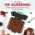 Dash Deluxe No-Drip Waffle Iron Maker Machine 1200W + Hash Browns, or Any Breakfast, Lunch, & Snacks with Easy Clean, Non-Stick + Mess Free Sides, Aqua