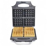 BELLA Classic Waffle Iron, 4 Square Belgian Waffle Maker, Non-stick Extra Large Plates for Easy Cleanup, Cool Touch Handles, Stainless Steel, Black, 1400W