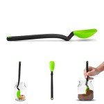 Dreamfarm Mini Supoon Non-Stick Sit-Up Silicone Scraping Cooking Spoon, Jar Scraper Measures 5ml Tsp - 8" Green