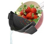 YEVIOR Clip on Strainer for Pots Pan Pasta, Silicone Food Strainer Hands-Free Pan Strainer, Clip-on Kitchen Food Strainer for Spaghetti, Pasta, Ground Beef Fits All Bowls and Pots (Black)