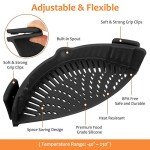 YEVIOR Clip on Strainer for Pots Pan Pasta, Silicone Food Strainer Hands-Free Pan Strainer, Clip-on Kitchen Food Strainer for Spaghetti, Pasta, Ground Beef Fits All Bowls and Pots (Black)