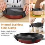 YEVIOR Clip on Strainer for Pots Pan Pasta, Silicone Food Strainer Hands-Free Pan Strainer, Clip-on Kitchen Food Strainer for Spaghetti, Pasta, Ground Beef Fits All Bowls and Pots (Black)