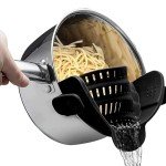 ZHIGECARY Kitchen Gadgets - Foldable Spoon - Clamp Filter Suitable For Pots And Pans, Cool Kitchen Gadgets - Sleek Black Silicone Colander - Easy To Use, Space-Saving Design.（Black）