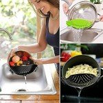 2 Pcs Silicone Clip on Strainer for Pasta Meat Vegetables Fruit, - Fit All Pots and Bowls.