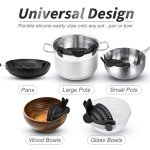 Starkitchen Clip On Strainer for Pots Pans, Silicone Clip-On Colander Pasta Strainer Heat Resistant Food Strainer Kitchen Gadgets for Meat Vegetables Fruit Noodles, Essential Cooking Tools - Black