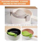 ZHIGECARY Kitchen Gadgets - Foldable Spoon - Clamp Filter Suitable For Pots And Pans, Cool Kitchen Gadgets - Sleek Black Silicone Colander - Easy To Use, Space-Saving Design.（Black）