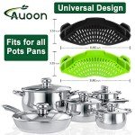AUOON Clip on Strainer for pots Pans,2PACK,Heat Resistant Silicone, Easy to Use and Store, Dishwasher Safe,BlackGreen